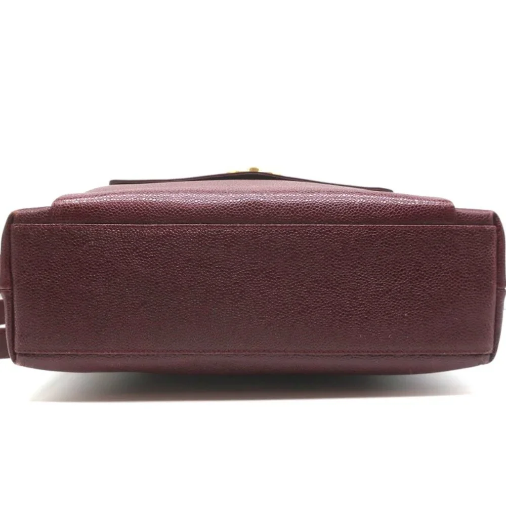 VINTAGE CHANEL 1990S CC FRONT POCKET TOTE BORDEAUX CAVIAR LEATHER SHOULDER BAG - Picture 7 of 12
